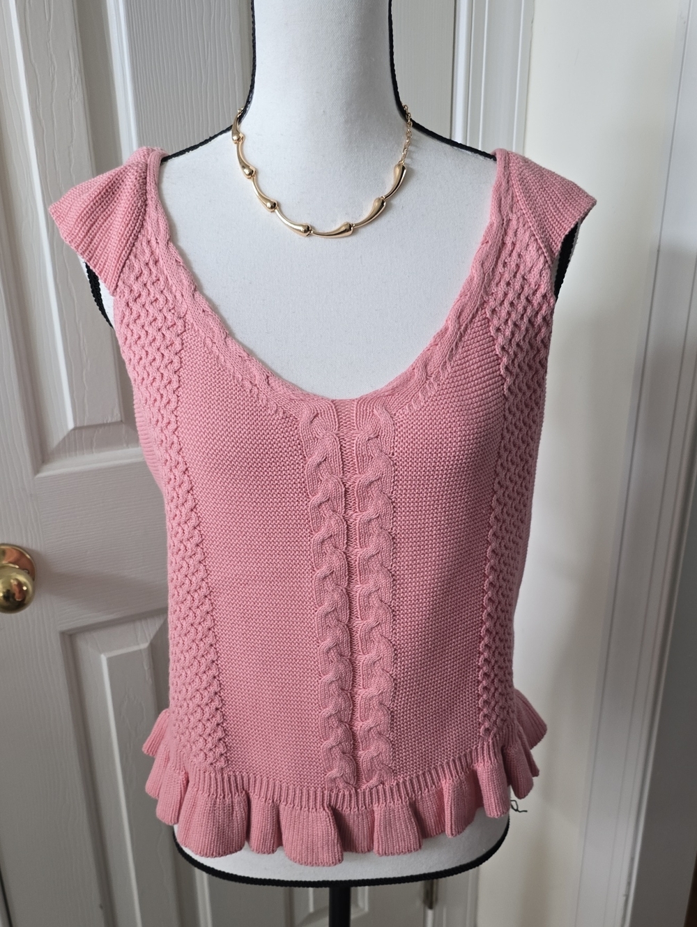 Jessica Simpson Brand Women's Plus Pink Knit Tank with Cable Detail Size XXL